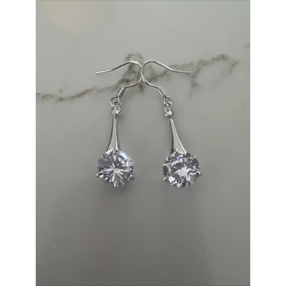 Bridesmaids Cubic Zirconia CZ Hook Teardrop Dangle‎ Earrings Wedding Bridal 263